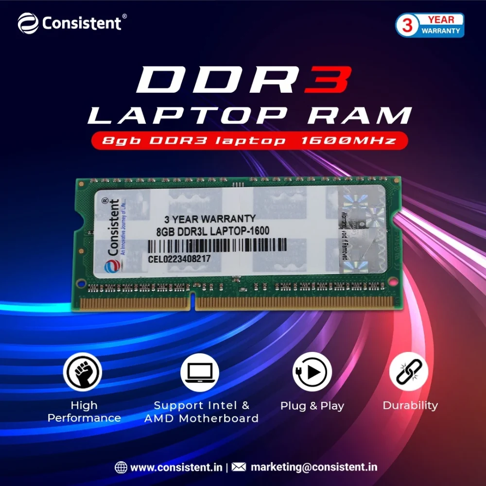 Consistent Laptop Ram 8GB DDR3 1600MHz view 4